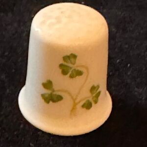 Belleek Donegal Thimble with Green and Yellow Accents